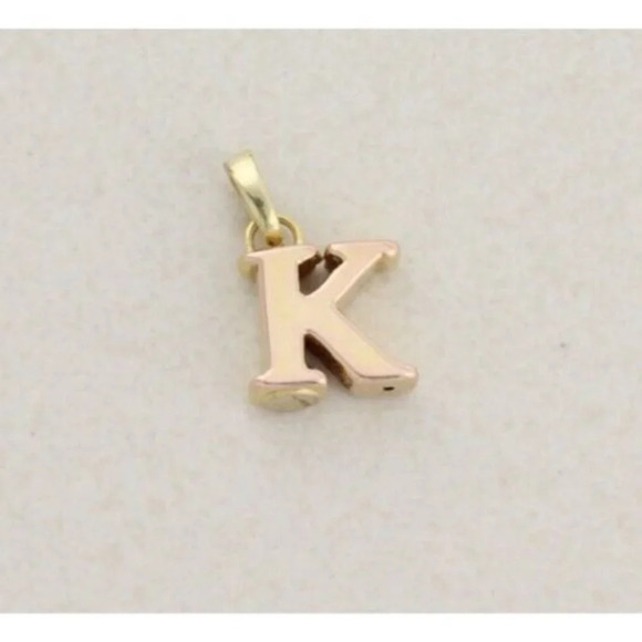 Pendant Only 10k Yellow Gold Letter 'K' Pendant Puffy Hollow Design - Picture 1 of 7